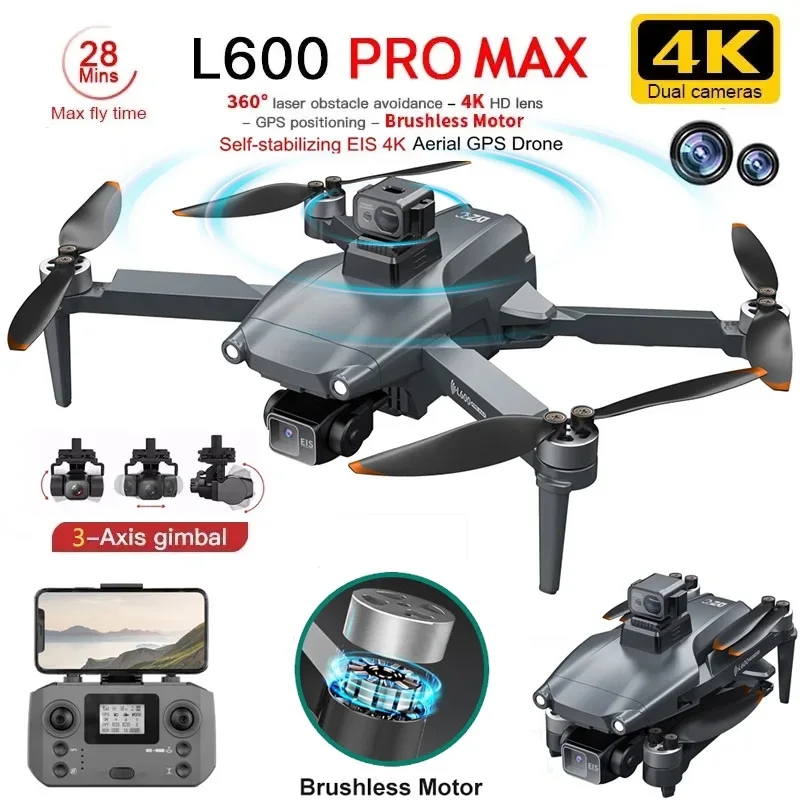 L600 PRO MAX GPS الطائرة بدون  - مراجعة Drone Gimbal Brushless وسعره